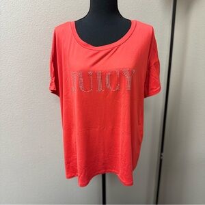 Juicy Couture Red Women's Top with Rhinestone Logo. Size 1X